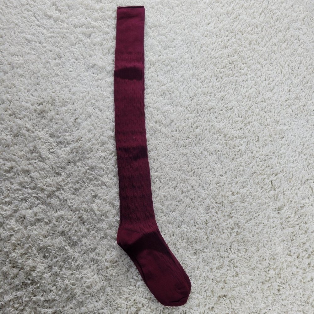 Thigh High Socks Extra Long Cable Knit Over The Knee Socks Stretchy Socks Red
